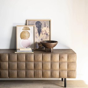 Eleonora Felix Tv-meubel Mangohout Met Vierkantjes 214 Cm - 214x41.5x54cm.
