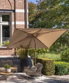 4 Seasons Outdoor Azzurro parasol 200 x 300 cm zandkleur doek en wood look frame Parasol   beige weerbestendig