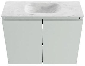 Mondiaz Ture DLux toiletmeubel 60cm greey met wastafel opalo midden met kraangat