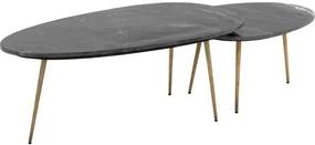 Goossens Salontafel Enzo ovaal, marmer zwart, elegant chic, 110 x 40 x 55 cm