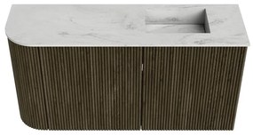 Mondiaz Joya DLux 80cm toiletmeubel ronding links shadow met wastafel faye rechts 1 kraangat opalo