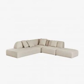 3-delige Modulaire Hoekbank Met Linker Divan En Gestoffeerde Poef Cardea Bouclé Crèmebeige - Sklum