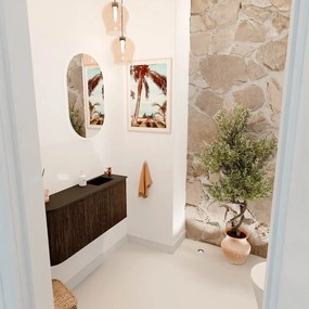 Mondiaz Joya 90cm toiletmeubel ronding links walnut met wastafel faye rechts 1 kraangat urban