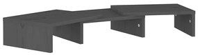 vidaXL Monitorstandaard 60x24x10,5 cm massief grenenhout grijs
