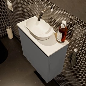 Mondiaz Fowy toiletmeubel 50cm dark grey met witte waskom midden zonder kraangat