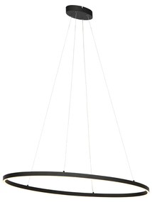 Design hanglamp zwart ovaal incl. LED 3-staps dimbaar - Ovallo