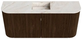 Mondiaz Joya DLux 95cm toiletmeubel ronding links/rechts walnut met wastafel faye midden 1 kraangat frappe