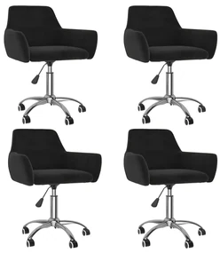 vidaXL Eetkamerstoelen draaibaar 4 st fluweel zwart