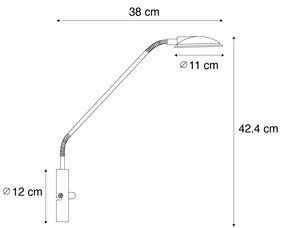 Moderne wandlamp met dimmer staal incl. LED - Eva Modern Binnenverlichting Lamp