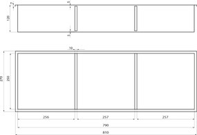 Polysan Inserta inbouwnis met vakken 27x81cm antraciet