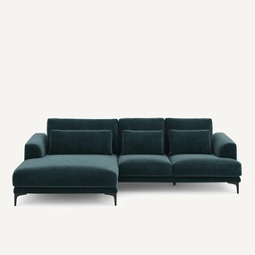 XL hoekbank links in chenille fluweel, MARSILE