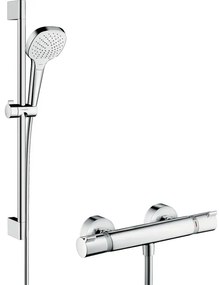 Hansgrohe Croma Select E Doucheset - glijstangset - croma select e vario - handdouche 65cm - Ecostat Comfort douchekraan - thermostatisch - wit/chroom 27081400