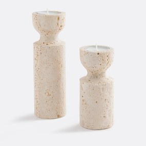 Set van 2 kandelaars in travertin, Rumia