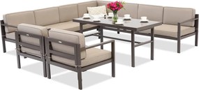 Loungeset met grote hoek Porto Comida 8 bruin Garden Point