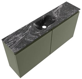 Mondiaz Ture DLux toiletmeubel 100cm army met wastafel lava midden zonder kraangat