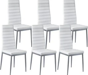 VEVOR Moderne eetkamerstoel (6 stuks) Elegante gestoffeerde leren stoel (draagvermogen 136 kg) voor eettafels, ruimtebesparende keukentafelstoel met dikke kussens en metalen poten, witte cafetariastoel