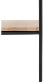 Goossens Bijzettafel Duc, Metaal ral 9005 zwart, tussenblad massief eik, 36,5 x 33,5 x 56 cm hoog