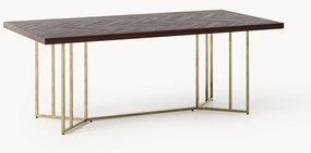 Eettafel Luca van mangohout met visgraat-patroon, in verschillende formaten