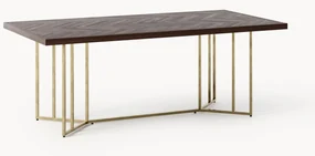 Eettafel Luca van mangohout met visgraat-patroon, in verschillende formaten