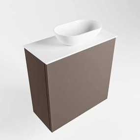 Mondiaz Fowy toiletmeubel 50cm smoke met witte waskom rechts en kraangat