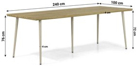Dining Tuintafel rechthoekig 240 x 100 cm Aluminium/teak Taupe Montana