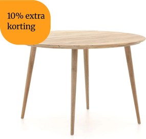 + 10% kassakorting | Tuin eettafel ROUGH | Rond | Tuintafel Teakhout | Ø115cm | 4 personen | Kees Smit Tuinmeubelen