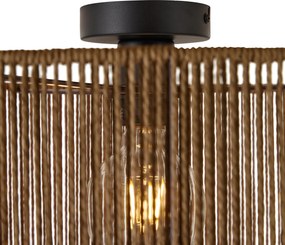 Plafondlamp zwart met bruine papieren kap 50/50/25 - Combi