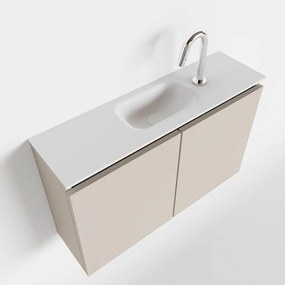 Mondiaz Ture 80cm toiletmeubel linen met wastafel talc midden 1 kraangat
