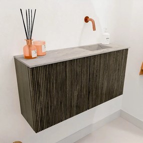 Mondiaz Joya DLux 80cm toiletmeubel shadow met wastafel faye rechts zonder kraangat glace