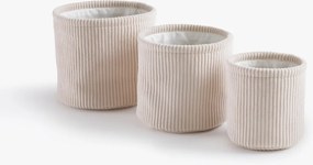 Set van 3 ronde ribfluwelen manden, VELOUDO