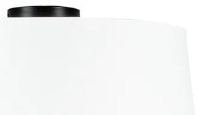 Plafondlamp mat zwart met witte kap 45 cm - Combi