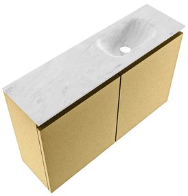 Mondiaz Ture DLux toiletmeubel 80cm oro met wastafel opalo rechts zonder kraangat