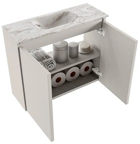 Mondiaz Ture DLux toiletmeubel 60cm linen met wastafel glace midden met kraangat