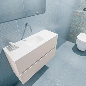 Mondiaz Ada 80cm toiletmeubel linen met wastafel talc midden zonder kraangat