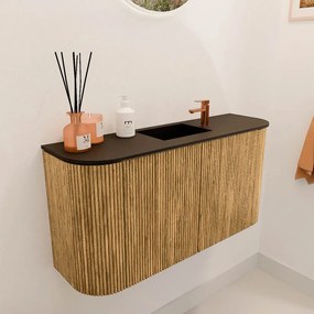 Mondiaz Joya 85cm toiletmeubel ronding links/rechts oak met wastafel faye midden 1 kraangat urban