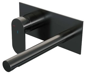 Brauer Gunmetal Edition ColdStart wastafelkraan inbouw rechte uitloop met achterplaat model C2 gunmetal geborsteld PVD