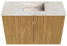 Mondiaz Joya DLux 60cm toiletmeubel oak met wastafel faye midden zonder kraangat frappe