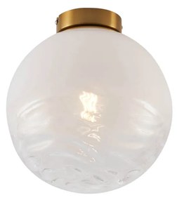 Design plafondlamp messing met wit fading glas - Pillon Design E27 bol / globe / rond Binnenverlichting Lamp