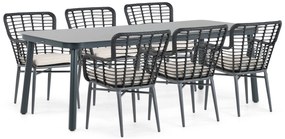 Tuinset 6 personen 220 cm Aluminium/wicker Zwart Lifestyle Garden Furniture Toledo/Tavano