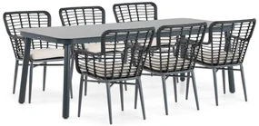 Tuinset 6 personen 220 cm Aluminium/wicker Zwart Lifestyle Garden Furniture Toledo/Tavano