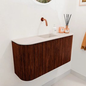 Mondiaz Joya DLux 85cm toiletmeubel ronding links/rechts ruby met wastafel faye midden zonder kraangat meli