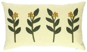 Velours kussen, bio-katoen, takjes, groen, 30 x 50 cm