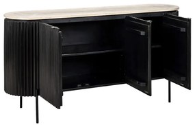 Richmond Interiors Hampton Ribbelhout Dressoir Met Travertin Blad - 160.5x40x82cm.