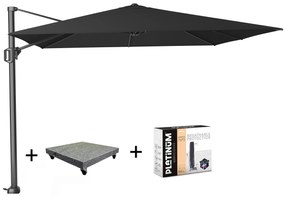 Challenger T1 zweefparasol 300x300 cm zwart met 120KG voet en hoes
