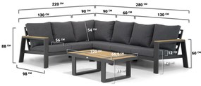 Hoek loungeset 6 personen Aluminium Grijs  Lifestyle Garden Furniture Marietta