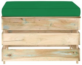 vidaXL Hocker sectioneel met kussen groen geïmpregneerd hout