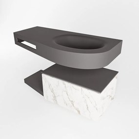 Mondiaz Riva badmeubel 100cm Carrara met 1 lade en wastafel rechts 1 kraangat Dark Grey