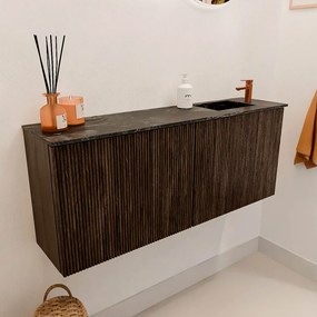 Mondiaz Joya DLux 100cm toiletmeubel walnut met wastafel faye rechts 1 kraangat lava