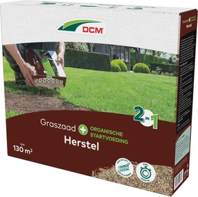 DCM graszaad 1,95kg tot 130m² - 2-in-1 Herstel Plus incl. organische startvoeding - kale plekken herstellen