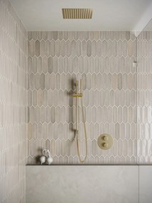 Saniclear Cube inbouw regendouche rond met inbouw douchekop 30x30cm, glijstang en staafhanddouche geborsteld messing - mat goud